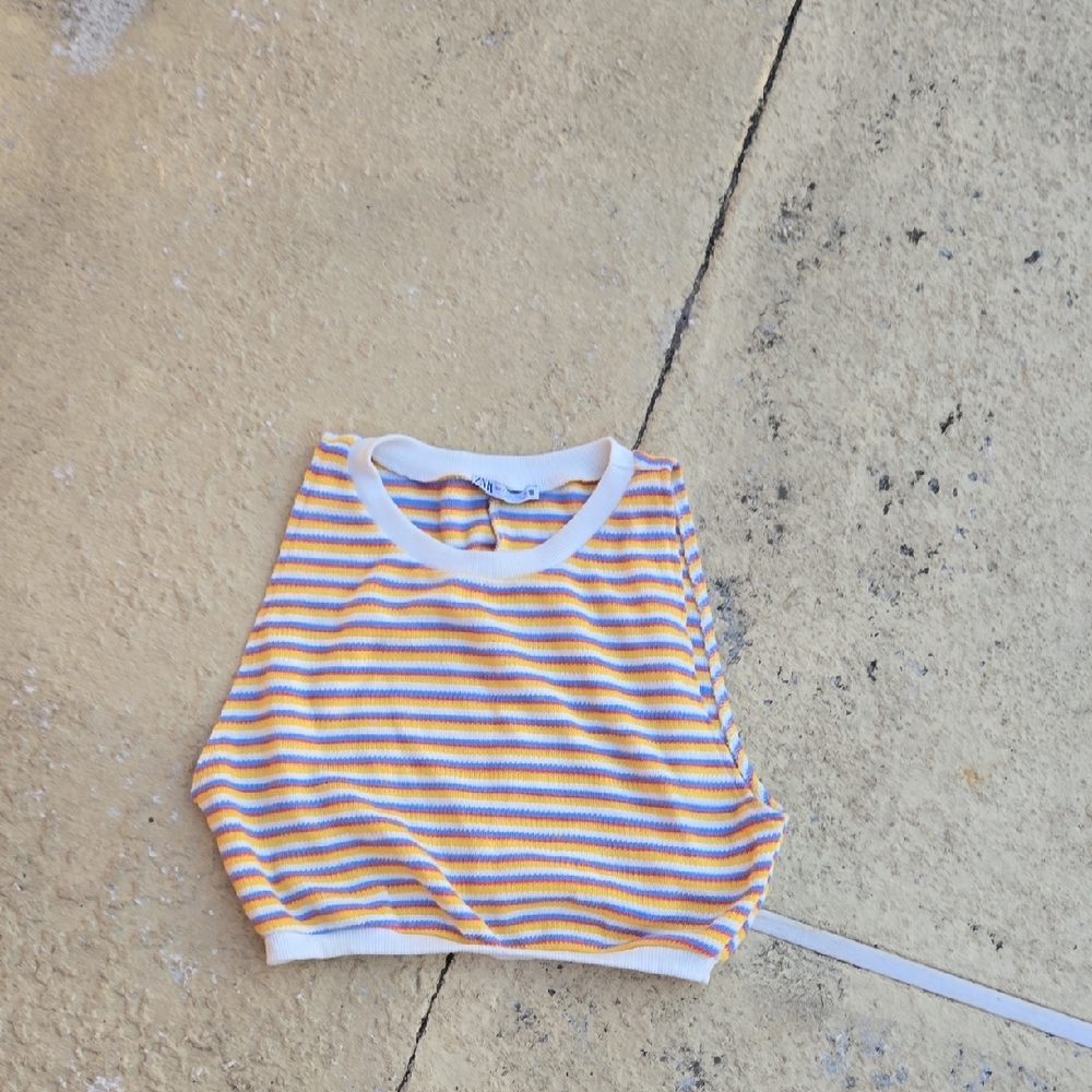 Zara Yellow and Blue Striped Tank Top